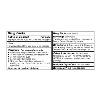 McKesson Alcohol Prep Pads [400 count] 70% Isopropyl, Individually Wrapped Wipes, Sterile, Medical-Grade, First Aid, Medium