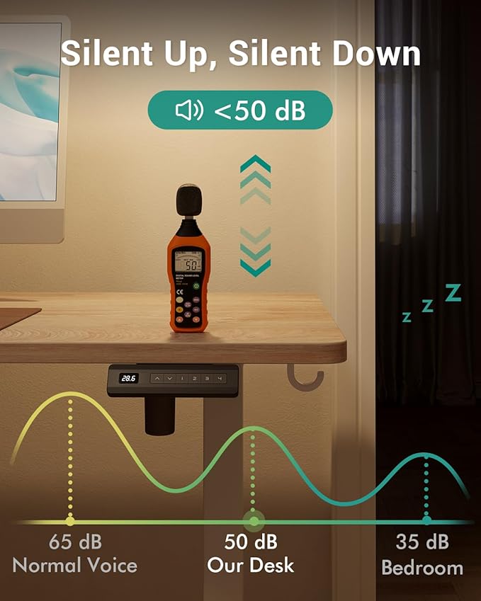 FEZIBO Standing Desk, 63×28 Inches Electric Height Adjustable, Sit Stand Up Table, Computer Office Desk with Splice Board, While Frame/Maple TOP
