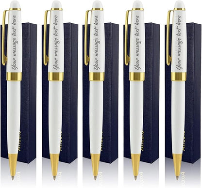 Ancolo Personalized Office Ballpoint Pens - Executive Writing Pen with 10 Black Ink Refill Engraved with Your Message Name Gift Set for Man/Women/Writers/Collection/ 5 PCS/Pack