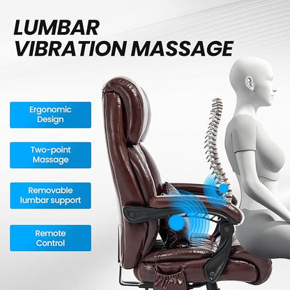 Big and Tall Office Chair, 500LBS Heavy Duty Massage Desk Chair, Ergonomic Executive Office Chair with High Back and Lumbar Support, Brown