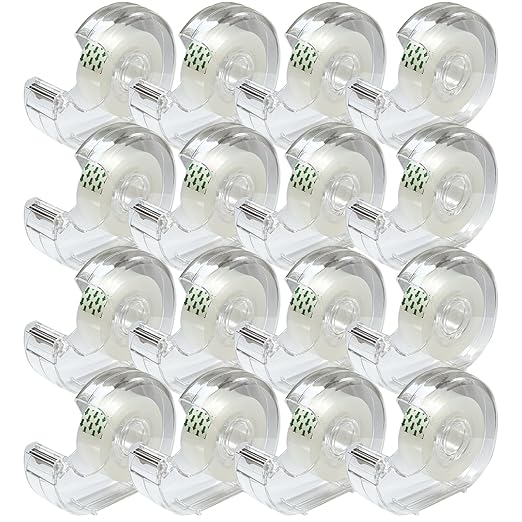 Tape, Clear Tape,Transparent Tape for Office Supplies and School Supplies,Glossy Finish,3/4 in x 720 in, Dispensered, 16 Pack