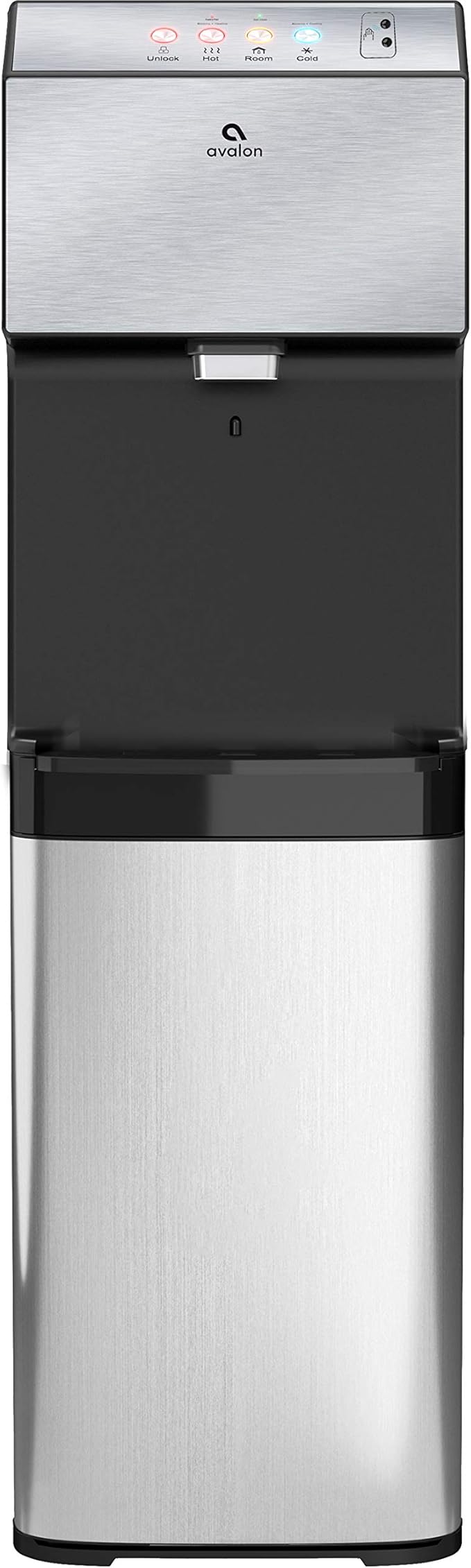 Avalon Hand-Free Touchless Electric Bottleless Water Cooler Dispenser with BioGuard- 3 Temperatures, Digital Clock with Temperature Control, Self Cleaning, Anti-Microbial Coating, Stainless Steel