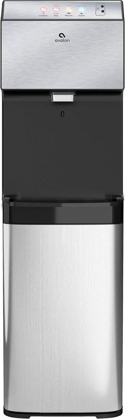 Avalon Hand-Free Touchless Electric Bottleless Water Cooler Dispenser with BioGuard- 3 Temperatures, Digital Clock with Temperature Control, Self Cleaning, Anti-Microbial Coating, Stainless Steel