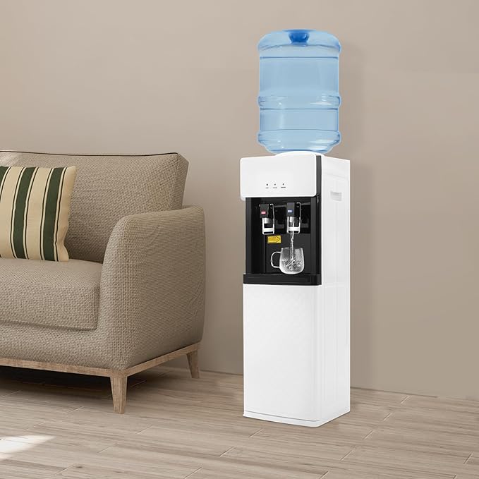 Water Coolers Water Dispenser Cold Hot Dispenser, Modern Powerful Electric Water Cooler Dispenser Bottom Loading for Home, Office, Gyms (White Top Load)