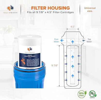 Aquaboon 5 Micron 10 x 4.5 Well Water Sediment Filter Replacement Whole House Water Filter Cartridge Compatible with DGD-5005, WFHD13001B, 2-Pack