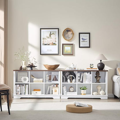Book Shelf, 6 Cube Storage Organizer, 2-Tier Open Shelf Wooden Bookcase, Freestanding Wood Cube Storage Bookshelf for Bedroom, Living Room, Home Office (White)