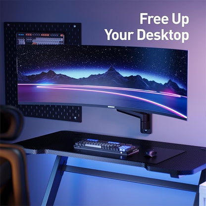 WALI Monitor Wall Mount for 17-49 Inch Ultrawide Screens, Heavy Duty Single Monitors Mount Holds 44 lbs, Full Adjustable Gas Spring Wall Mount Monitor Arm, 75x75/100x100mm VESA (GSWM001XL-P), Black