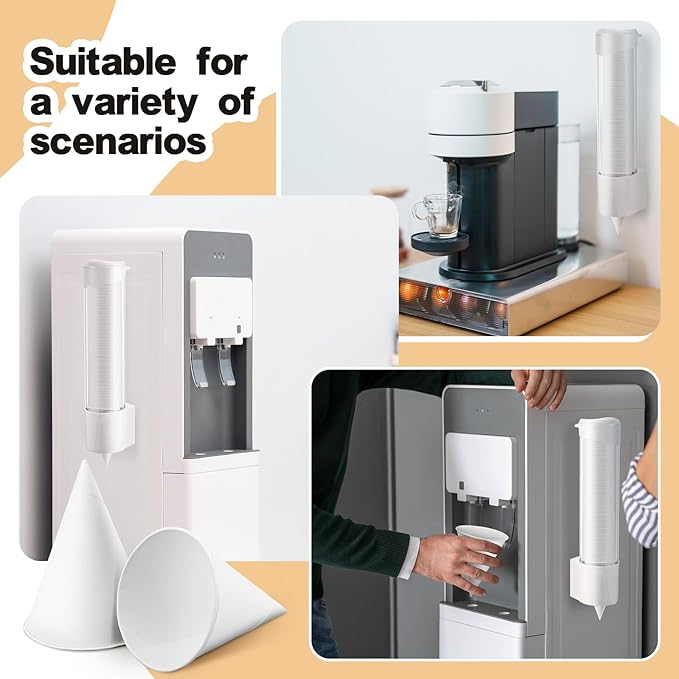 Roshtia 600 Pcs 4 oz Snow Cone Cups Paper Thicken Disposable with 1 Cups Dispenser Pull Type Wall Mount Cup Holder Paper for Restaurants, Home, and Office, and Shaved Ice, Cold (White)
