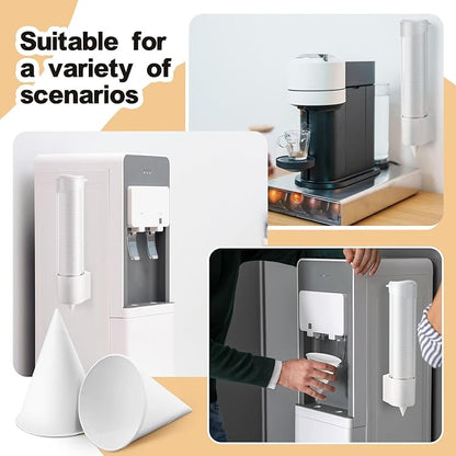Roshtia 600 Pcs 4 oz Snow Cone Cups Paper Thicken Disposable with 1 Cups Dispenser Pull Type Wall Mount Cup Holder Paper for Restaurants, Home, and Office, and Shaved Ice, Cold (White)