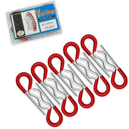 10 Pcs Heavy Duty Hitch Pins Clip R Clips Spring Retaining Wire Hair Pins Cotter Pin Strong Spring Rubber-Coated Grip R Clip for Trailer Tractors Mower Carts Truck Pin Clip M3x60mm