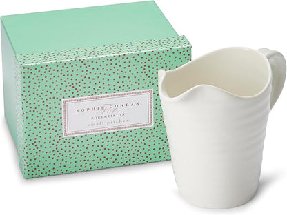 Portmeirion Sophie Conran White Small Pitcher with Handle | 8 Oz Creamer Pitcher for Coffee and Milk | Made from Fine Porcelain | Dishwasher and Microwave, Freezer & Oven Safe