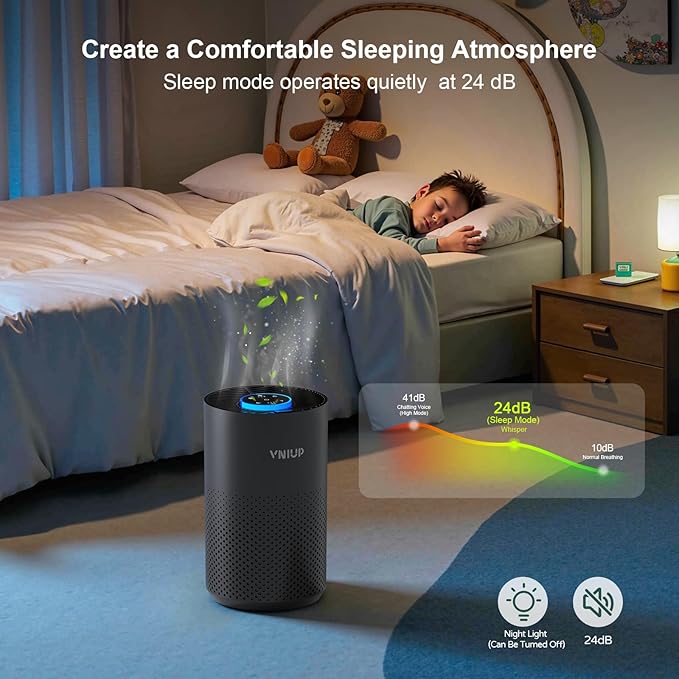 Air Purifiers for Bedroom Home up to 1000 ft², Vniup H14 True HEPA Room Air Purifiers for Bedroom, with Fragrance Function Sleep Mode& Light Mode Air Cleaner for Pet Dander Odor Dust Smoke