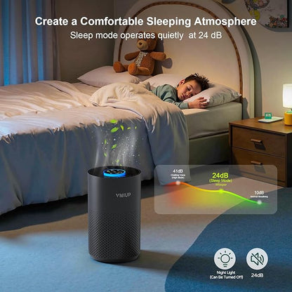 Air Purifiers for Bedroom Home up to 1000 ft², Vniup H14 True HEPA Room Air Purifiers for Bedroom, with Fragrance Function Sleep Mode& Light Mode Air Cleaner for Pet Dander Odor Dust Smoke