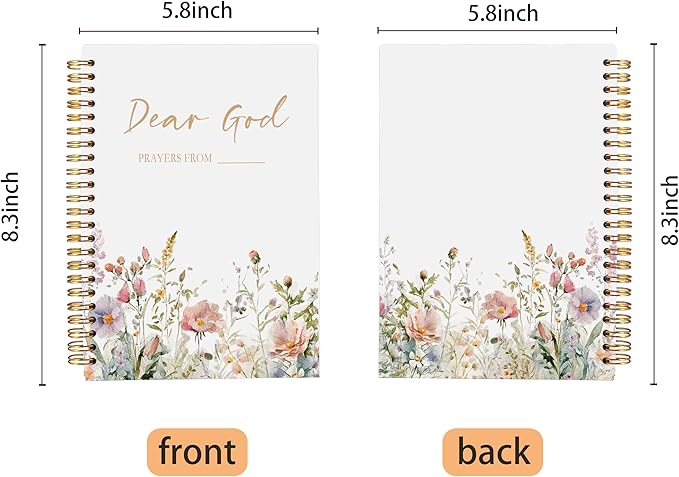 Floral Christian Notebook Journal - Dear God Prayer Journal,Christian Gifts for Women, Bible Journal Notebooks for Note Taking, Bible Journaling Notebook, Spiral Notebook 5.5x8.3