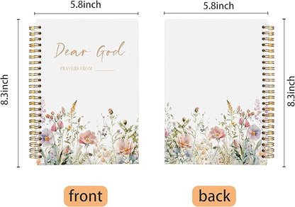 Floral Christian Notebook Journal - Dear God Prayer Journal,Christian Gifts for Women, Bible Journal Notebooks for Note Taking, Bible Journaling Notebook, Spiral Notebook 5.5x8.3