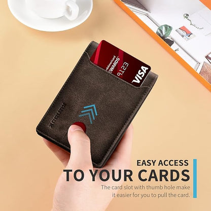 RUNBOX Wallet for Men Slim 11 Credit Card Holder Slots Leather RFID Blocking Small Thin Men's Wallet Bifold Minimalist Front Pocket Large Capacity Gift Box