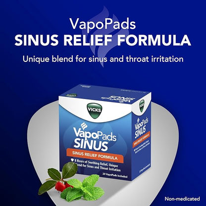 Vicks VapoPads Sinus Relief Formula - Vapor Pads Refill for Vicks Humidifiers and Steam Inhalers, Scent Pads for Sinus Congestion and Throat Irritation, 20-Pack, Box Color May Vary