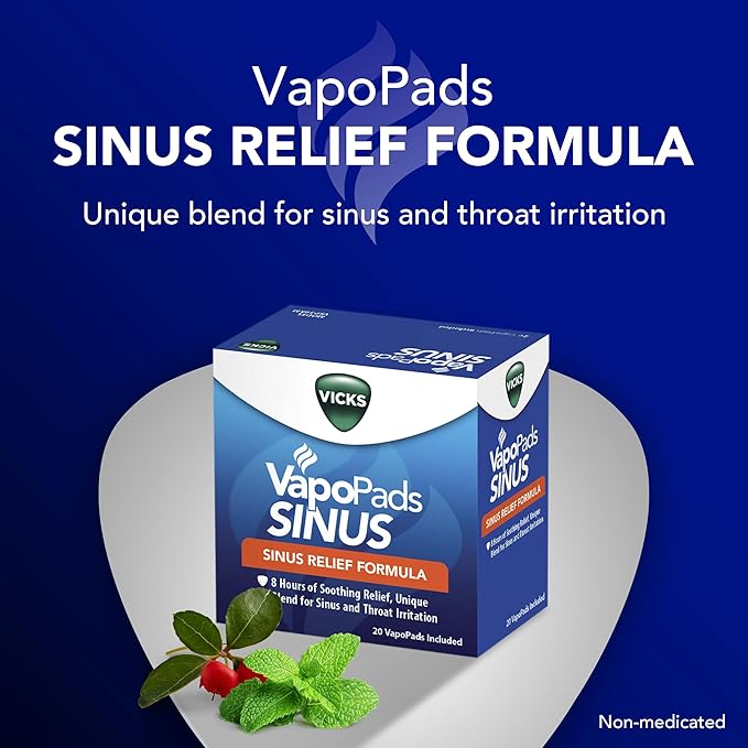 Vicks VapoPads Sinus Relief Formula - Vapor Pads Refill Humidifiers and Steam Inhalers, Scent Pads for Sinus Congestion and Throat Irritation, 40-Pack, Box Color May Vary
