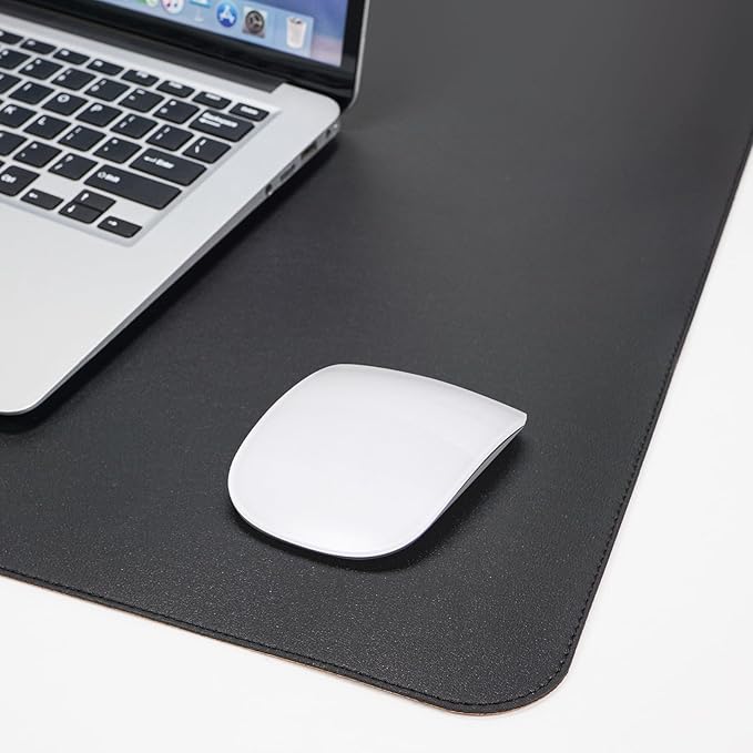 AFIING Leather Desk Pad Protector, Office Desk Mat, Large Mouse Pad, Desk mat for Keyboard and Mouse, Laptop Desk Pad, Waterproof Desk Writing Pad for Office and Home (Black, 23.6" x 13.7")