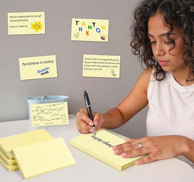 (8 Pack) Large Sticky Notes 3x5 in Yellow, 800 Pcs Self-Stick Notes,100 Sheets/Pad Super Adhesive Sticky Pads Recyclable for Home, Office, Notebook, Clean Removal