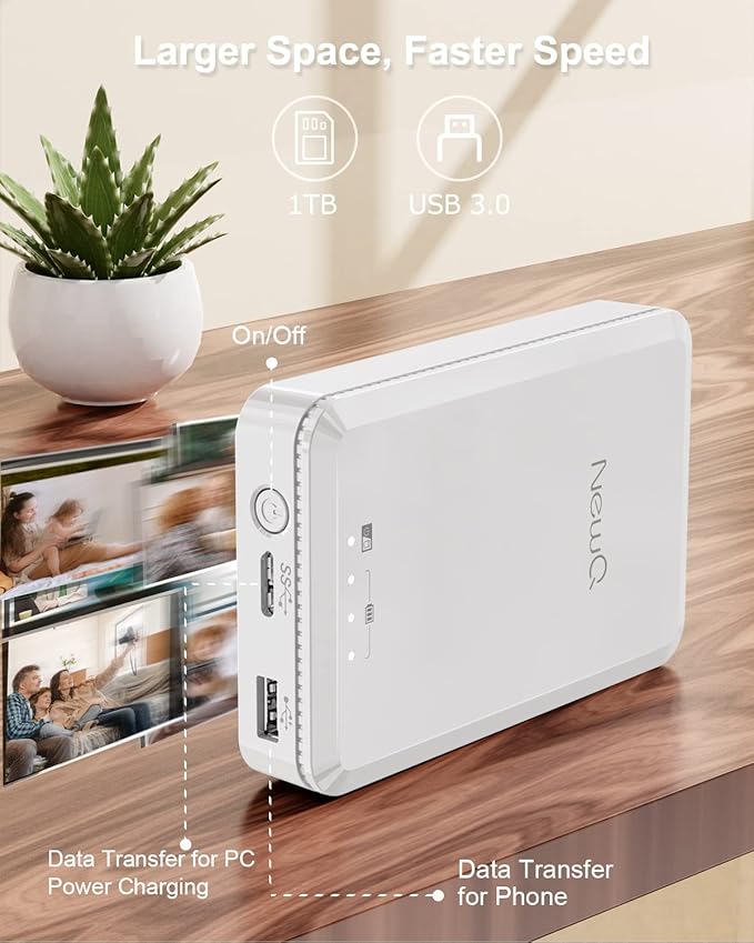 NEWQ Hard Drive for Phone Computer: 2 TB Photo Stick Portable Storage Device External HDD USB Flash for iPhone & iPad & Android Cellphone Backup Picture | Photo | Video | Data (2TB)