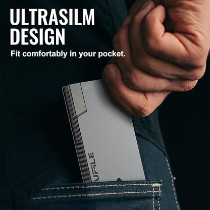 Men's Wallet - Shuffle Wallet with Deck-of-Cards Opening, RFID Blocking, Slim Design, Aluminum Card & Money Clip Wallet, Holds 6-8 Cards, Wallet with Gift Box (Gunmetal)