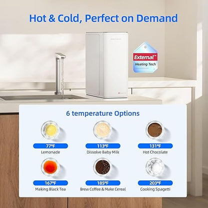 2-in-1 RO System & Instant Hot Water Dispenser, MIZUDO 800GPD Tankless Reverse Osmosis Water Filter, NSF/ANSI Certified, 9 Stage Under Sink RO System, 3:1 Pure to Drain, Hot and Cold Smart Faucet