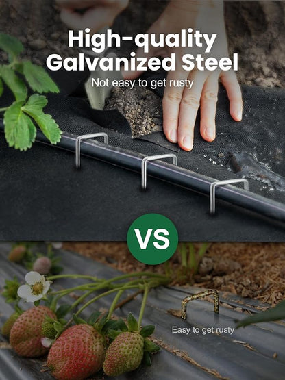 GROWNEER 50 Packs 6 Inches Landscape Staples Heavy Duty 11 Gauge Galvanized Steel Garden Stakes Staples Securing Pegs for Securing Weed Fabric Landscape Fabric Netting Ground Sheets and Fleece