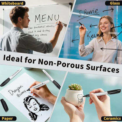 V-Opitos 144 Pack Fine Tip Dry Erase Markers - Bulk Whiteboard Erasable Black Markers, Ideal for School Classroom Office Supplies, Non-Toxic & Easy Clean for White board