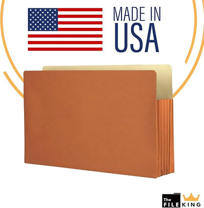 The File King Expanding Accordion File Folder - Legal Size | Box of 10 Redropes | 3.5” Expansion | Store and Organize Papers | Keep Records in One Place | Save Time Searching