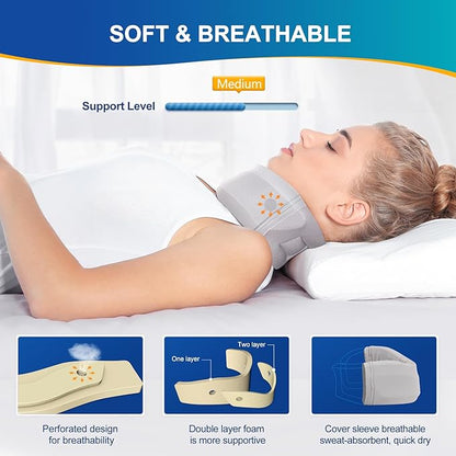 CozyHealth Neck Brace for Neck Pain and Support, Soft Neck Support Relieves Pain & Pressure in Spine for Women & Men, Wrap Align Stabilize Vertebrae Foam Cervical Collar for Sleeping (Grey, XS, 2.5" Middle Height)