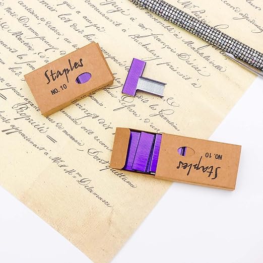 NatSumBasics 4000 Purple Staples Small Colored #10 Staples for Mini Stapler Refill, No.10 Staple, Smaller Than Standard Staple (Purple)
