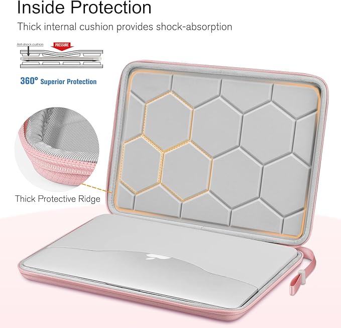 FINPAC Hard Laptop Sleeve Case for 13 inch MacBook Air M4 2025 M3 2024, 14 inch MacBook Pro M5/M4/M3/M2 A3401 A3185 A2918 A2992, 13'' Air/Pro, Waterproof Case for Dell, Surface Laptop, HP, Acer, Pink