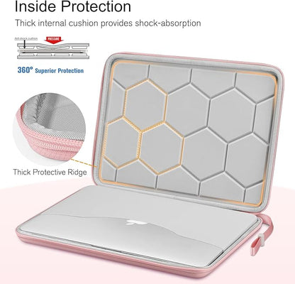 FINPAC Hard Laptop Sleeve Case for 13 inch MacBook Air M4 2025 M3 2024, 14 inch MacBook Pro M5/M4/M3/M2 A3401 A3185 A2918 A2992, 13'' Air/Pro, Waterproof Case for Dell, Surface Laptop, HP, Acer, Pink