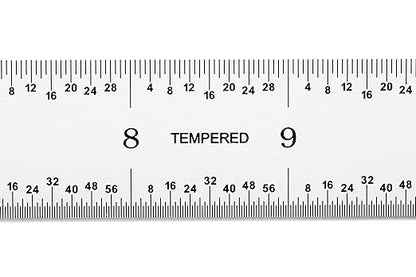 PEC Tools Rigid Metal Ruler, 12"/300mm High-Precision Steel Rule with Satin Chrome Finish, English & Metric Graduation (1/32", 1/64", 0.5mm, 1.0mm), Fully Hardened and Tempered, Made in USA