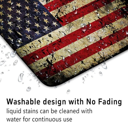 American Antique Flag Patterns Desk Mat, Large Gaming Mouse Pad Non-Slip Rubber Base with Stitched Edges, Waterproof Protection for PC Laptop Home Office Desk Decor (12.5x10.5in)