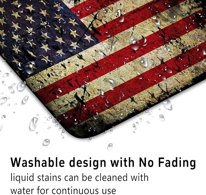 American Antique Flag Patterns Desk Mat, Large Gaming Mouse Pad Non-Slip Rubber Base with Stitched Edges, Waterproof Protection for PC Laptop Home Office Desk Decor (8x9in)