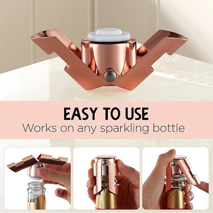 Champagne Stoppers – Sparkling Wine Bottle Stopper & Prosecco Bottle Stopper – Airtight Seal for Freshness – Prosecco Gifts for Women – Cool Gadgets for Dad or Mom