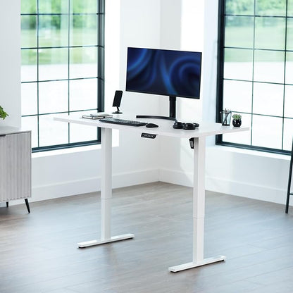 VIVO Electric 60 x 30 in Standing Desk, Memory Height Adjustment, 1B Series, White Top White Frame, DESK-KIT-1W6W-30