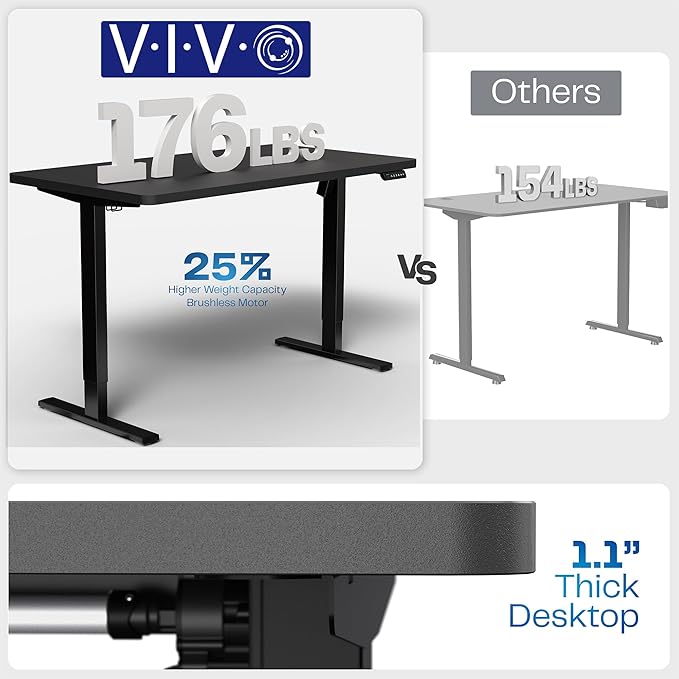 VIVO Electric 60 x 24 in Standing Desk, Memory Height Adjustment, 1B Series, One-Piece Dark Walnut Top, Gray Frame, DESK-KIT-1G6D