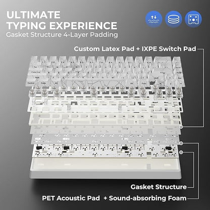 x XVX M67 Wireless 60% Percent Keyboard, QMK/VIA Gaming Keyboard, Tri-Mode Thocky Creamy Mechanical Key Board, Hot Swappable Gasket Mount RGB IMD Tech for Win/Mac, Spider Web Theme, White