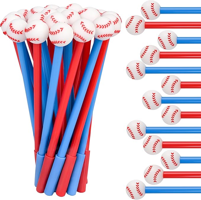 LiYiQ 25 Pcs Baseball Cartoon Cute Fun Pens for Kids Kawaii Baseball Shape Gel Black Ink Pen Cute Baseball Pens for School Office Home Student Kids Present
