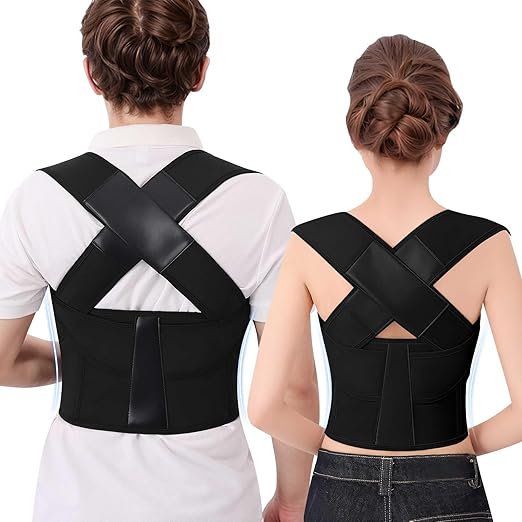 Posture Corrector for Women and Men Plus Size Full Back Support Brace Straightener Scoliosis Spine Upper Back Pain Relief Adjustable Shoulder Instant Posture Corrector with Hunchback Black X-Large