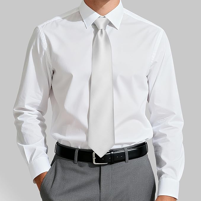 Fineknot Black Ties for Men, Formal Neckties for Men, Solid Color Mens Ties for Business, Wedding, Party, Mens Neck Tie