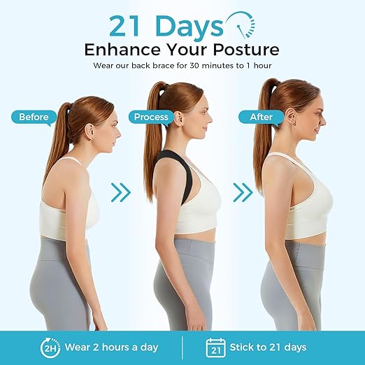 Posture Corrector for Women and Men, Invisible Mesh Breathable Back Brace, Adjustable Back Straightener, Relieves Shoulder, Neck, and Back Pain Large(Waist 30"-43")