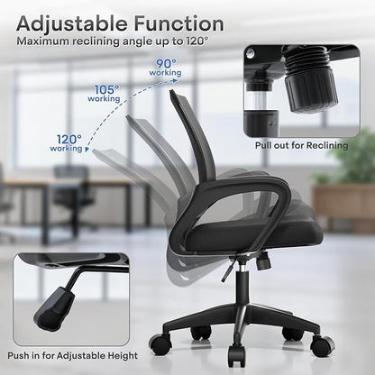 Athena Collection Office Chair - 330Lbs, 2 Packs Breathable Mesh Desk Chair Thickness Cushion with Lumbar Support & Armrest, Rolling Swivel Adjustable Tilt Lock for Home Office/Gaming, Bedroom Study