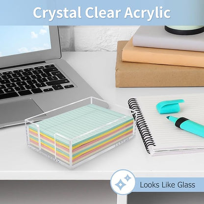Acrylic Sticky Note Holder, 4 x 6 Crystal Clear Sticky Note Dispenser Acrylic Notepad Holder for School Home Office Desk Organization