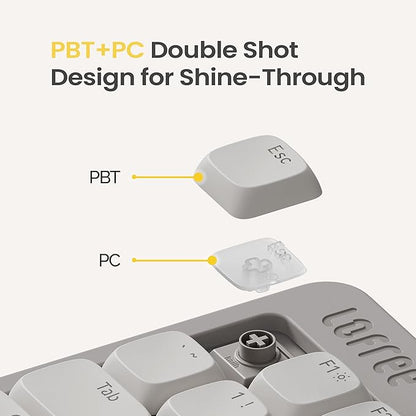 Flow Lite 84 Keys Low Profile Mechanical Keyboard, 75% Swappable Rechargeable Wireless Keyboard with 2.4G Receiver, Bluetooth and Wired Connection for Windows, Mac/Specter Linear Switches (Marble)