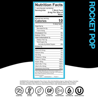 Devotion Nutrition HydroFLEX Water Flavoring Packets – Sugar-Free Hydration with Vitamins & Electrolytes – Dye-Free, Gluten-Free (Rocket Pop) 12-Pack Drink Mix