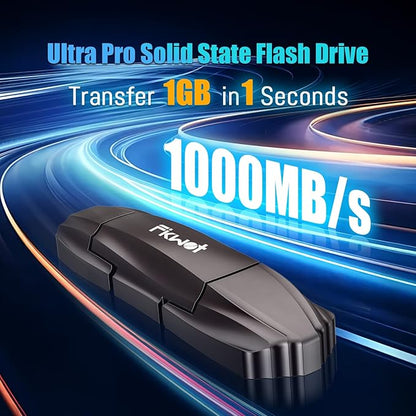 FU388 External Solid State Drive 256GB, Up to 1000MB/s for Data Storage,Dual-Port Stick Design with USB-A & Type-C Expansion of Storage for iPhone 15/16 /Android/PC/Mac/Laptop